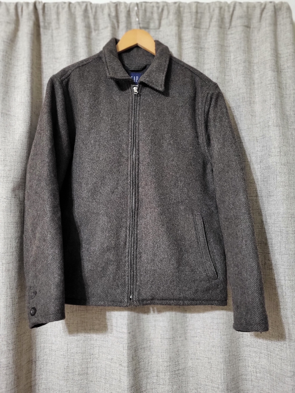 GAP Charcoal Herringbone Zip Jacket